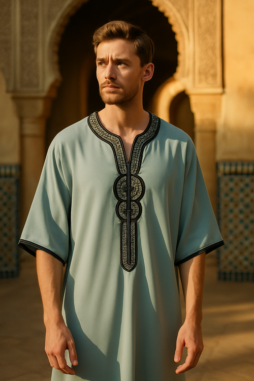 Chilaba ZAFIR – Azul Zafiro | Edición Artesanal en Tejido Tradicional