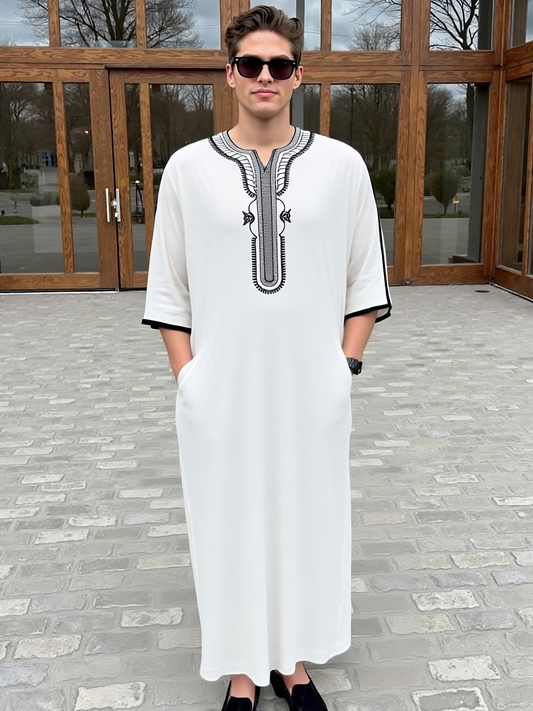 Chilaba MKNS – Arena del Atlas | Textura Natural y Corte Atemporal